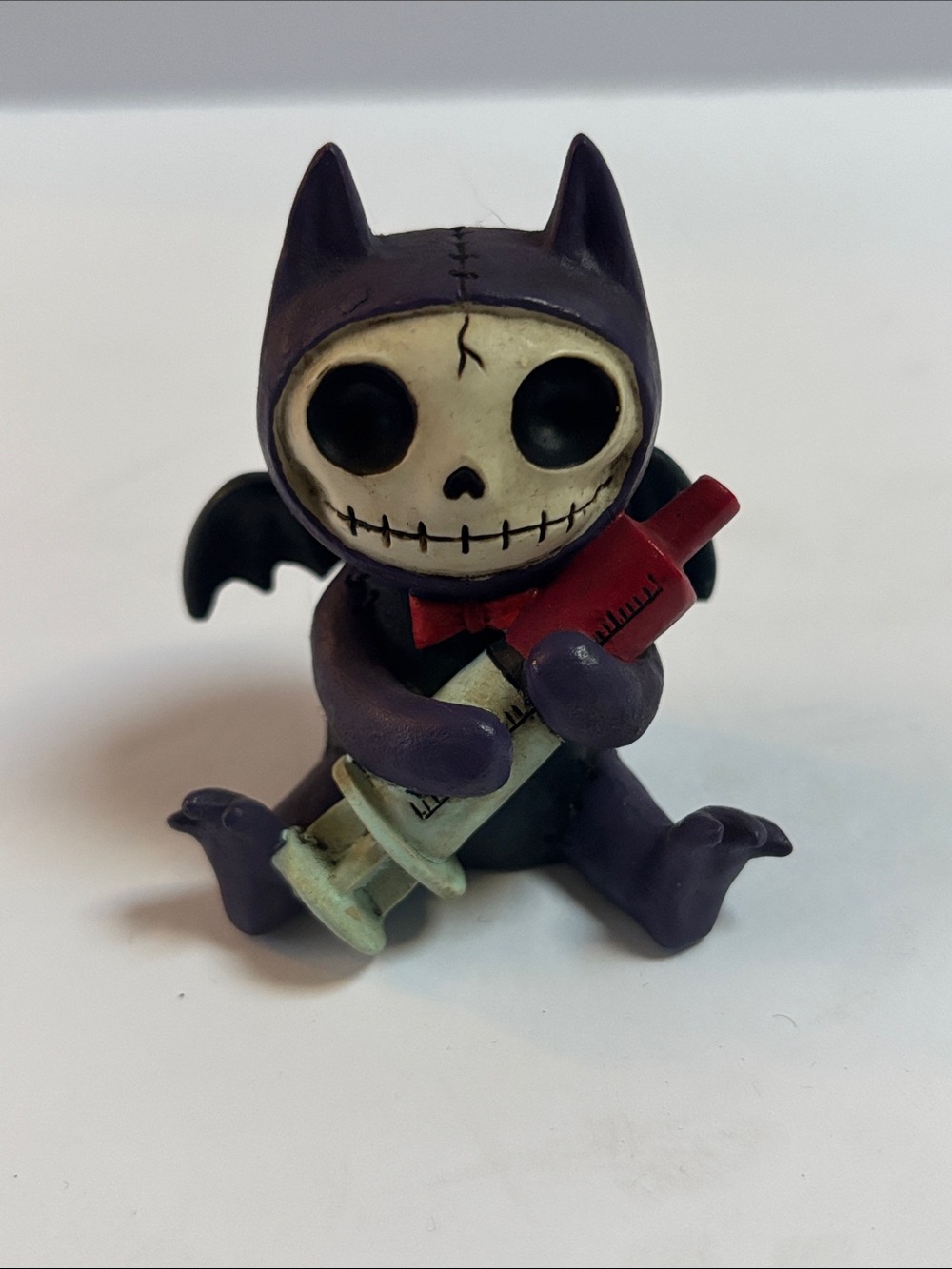 Furrybones Flappy Purple Vampire Bat Skeleton w/ Syringe Resin Figurine #7876